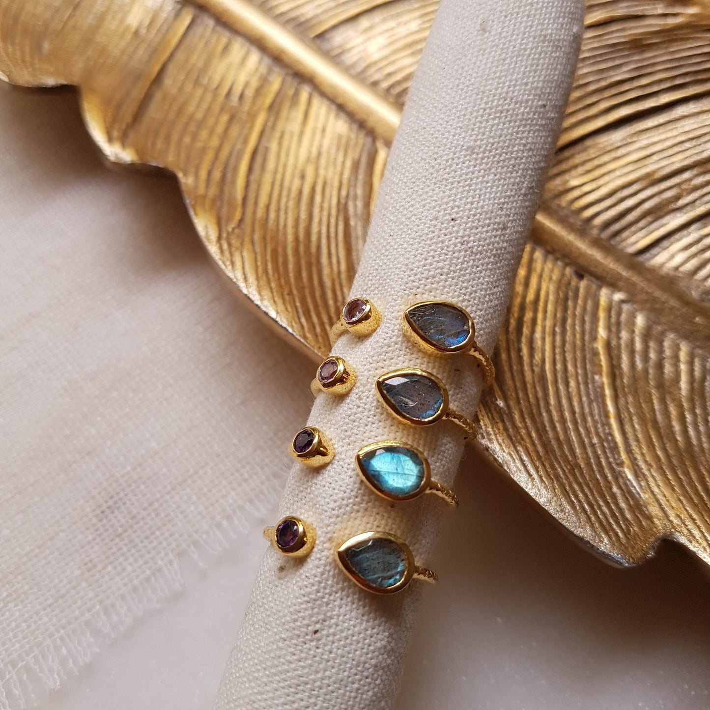 Anello Paola - Ametista, labradorite